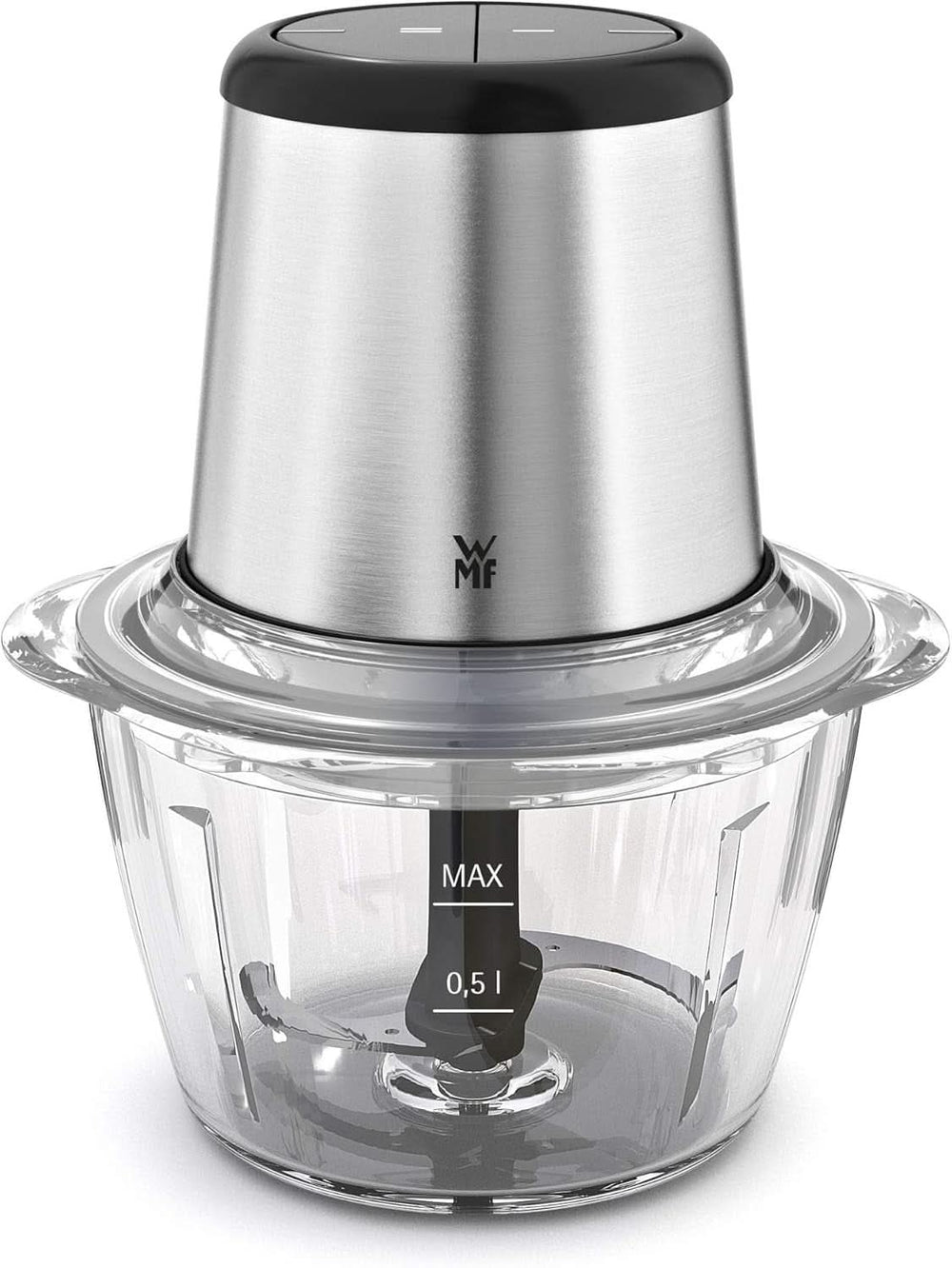 WMF Kult X Edition Zerkleinerer Elektrisch Mit Glasbehälter, Blitzhacker 320 W, 2 Geschwindigkeitsstufen, Großer Mixbehälter, Cromargan Matt Kitchen Naty Shop