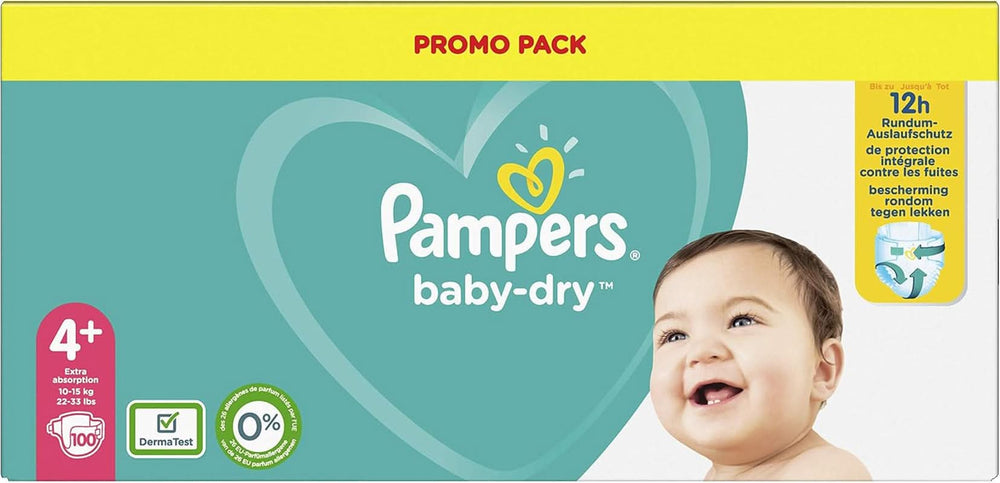 Pampers (klassisk version), bleer til babyer str. 4+ (10-15 kg), 100 stk. Mor og barn Naty Shop