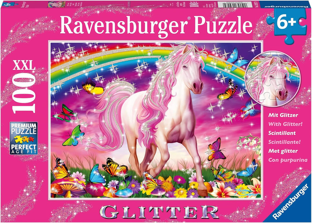 Ravensburger children's puzzle - 13927 Horse Dream - Puzzle cu cai pentru copii de la 6 ani în sus, Cu 100 de piese în format XXL, Cu sclipici Puzzle Naty Shop Singur