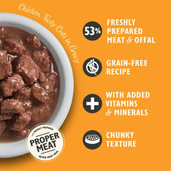 Hrană umedă naturală Lily's Kitchen pentru pisici adulte, la conservă, bucăți gustoase în sos cu pui, rețetă fără cereale (24 tăvi x 85 g)