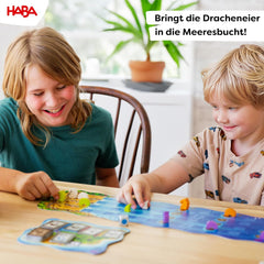 HABA Water Dragons - Terning- og strategispil for børn 5+ - Spændende brætspil med drager og træfigurer - Familiespil for 2-4 spillere - 1307133001