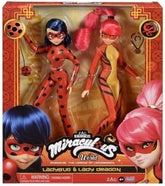 BANDAI - Miraculous World: Shanghai, die Legende von Ladydragon - Puppen - Ladybug & Lady Dragon - Puppen mit Gelenken, 26 cm - P50368