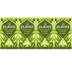 Pukka | Ceai din plante bio „Lemongrass & Ginger” | Lemongrass, ghimbir și lemn dulce | 4 x 20 pliculețe de ceai