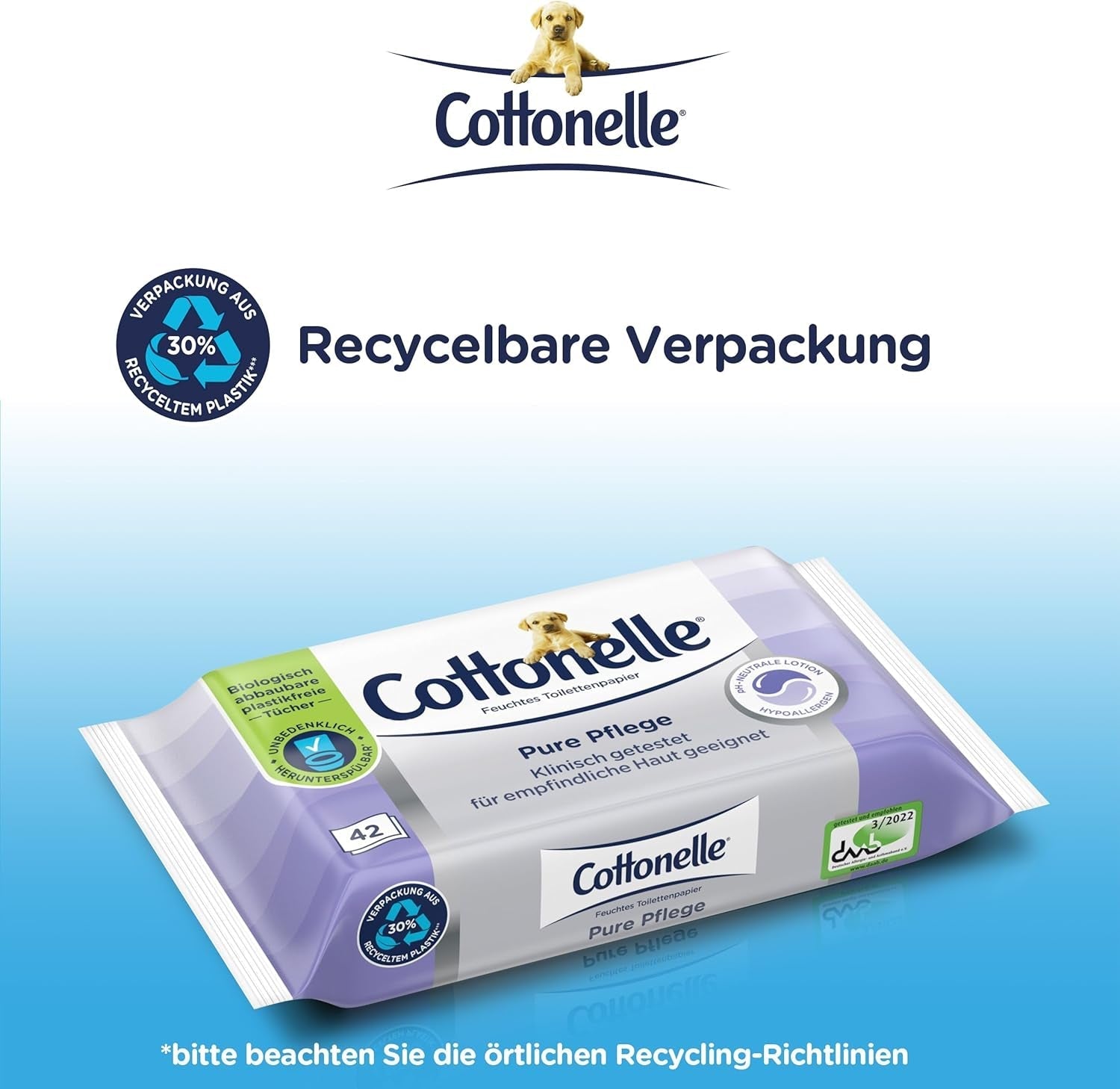 Șervețele umede Pure Care, ultra-sensibilă, 99% apă, 12 X 42 de șervețele, fără parfum și hipoalergenică