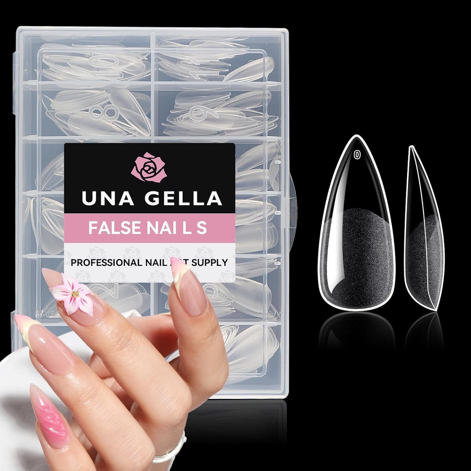 Tipuri de unghii balerină pentru unghii cu gel, 216 bucăți, 12 mărimi, tipuri de unghii cu gel moale, acoperire completă, set pentru extensii de unghii, semi-mate, DIY, artă acasă