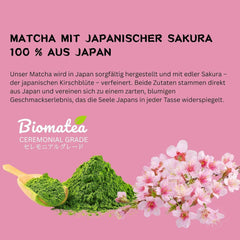 Ceai Sakura Matcha 50 g – de calitate ceremonială din Japonia – ceai verde premium cu pudră de flori de sakura – prima recoltă, măcinat cu piatră, vegan, fără aditivi
