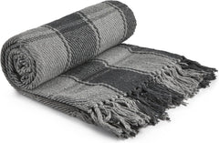 Frisco throw, Bumbac reciclat, Tradițional, Cu carouri, Pentru scaun, canapea, canapea, arunca, pătură, Antracit, 127 X 152 Cm Paturi si Cuverturi Emma Barclay Antracit 50X60" (127X152Cm)