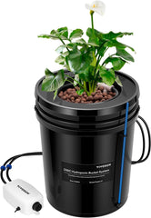 VIVOSUN DWC Hydrokultur Anbausystem med Topf-Dripkit, 5-Gallonen Tiefwasserkultur, Umwälz-Tropfgartensystem med Mehrzweck-Luftschlauch, 8W Luftpumpe og Luftstein (1 Bucket + Top-Drip-Kit)