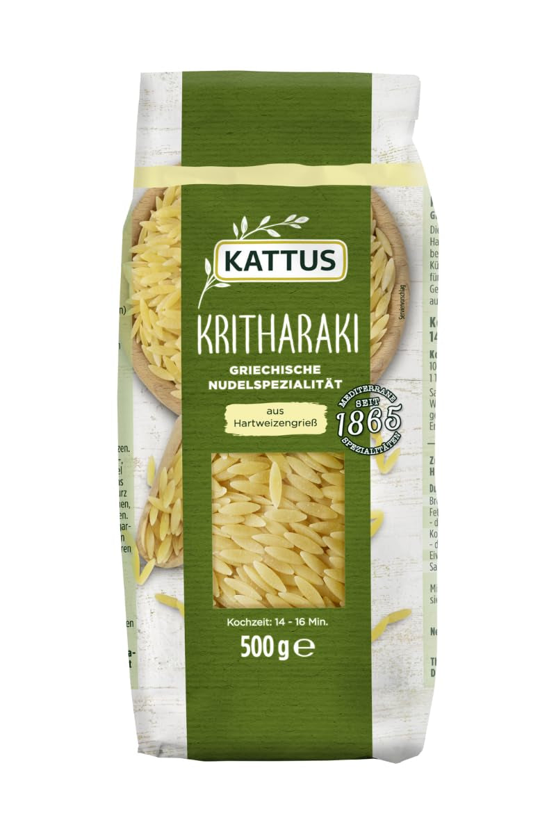 - Kritharaki Nudeln (Reisnudeln/Risoni/Orzo) | Griechische Nudelspezialität aus Hartweizengrieß | 500 g i pose