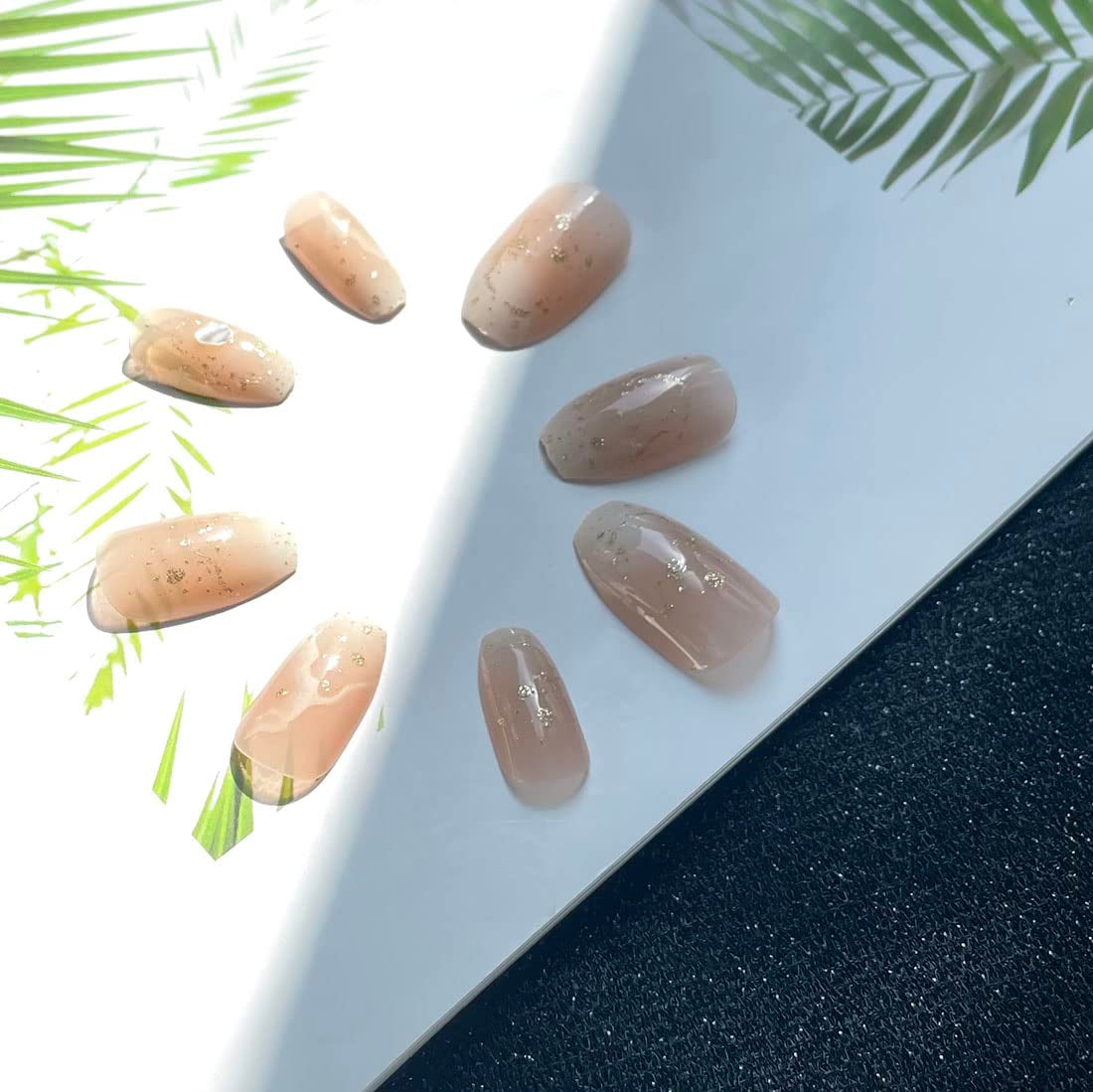 24 buc unghii false pătrate, culoare nud, franceze, scurte, acoperire completă, unghii false, presare pe unghii pentru femei și fete