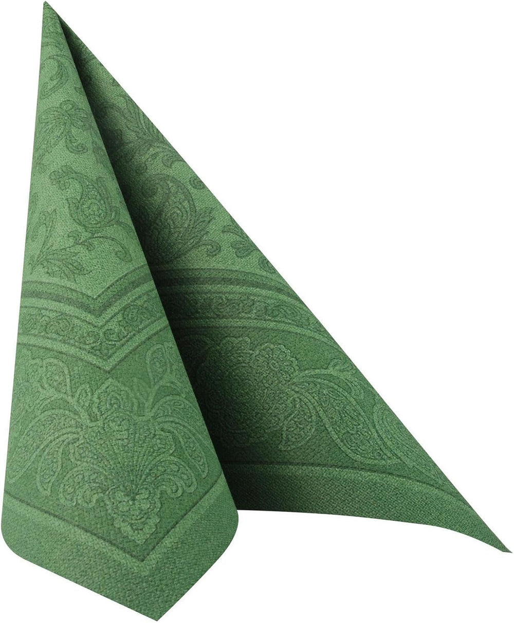 50 șervețele "Colecția ROYAL" 1/4 pliere 40 Cm X 40 Cm verde închis "Ornamente"