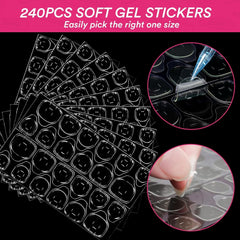 Alyvisun Tips Unghii Balet, 500 Bucăți Tips Unghii Acrilice Cu Acoperire Completă cu 240 Bucăți Set de Autocolante pentru Unghii, 10 Dimensiuni Tips Transparent pentru Unghii cu Gel Tips Unghii cu Gel Moale Tips Unghii Balerina