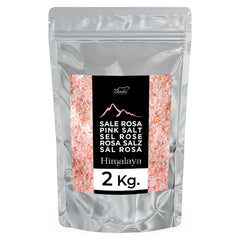 Bembo – gemahlenes rosa Himalaya-Salz (Salt Range, Pakistan) – 2 kg – Natriumarm, reich an Spurenelementen, ohne Konservierungsstoffe, Farbstoffe eller Rieselhilfen – Fein