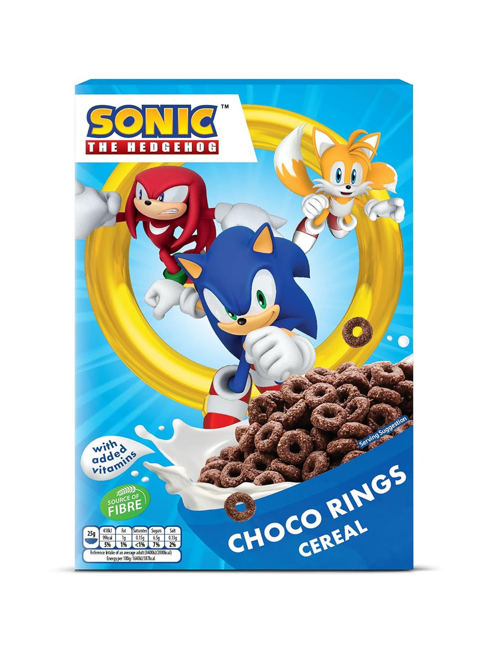 Sonic Choco Rings korn-, hvede-, havre- og majschokoladeringe til den perfekte morgenmad, med tilsat vitaminer, 1 pakke (1 x 350 g)