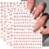 JMEOWIO Nagelsticker Kirschfrucht 6 Blatt Nail Art Sticker Selbstklebend Nagelaufkleber Dekoration Nageldesign Zubehör