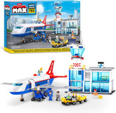MAX Adventure Spielset Flughafen (793 Teile) Bausteine Spielzeug für Kinder ab 5 Jahren Fahrzeuge Auspacken Udpakning