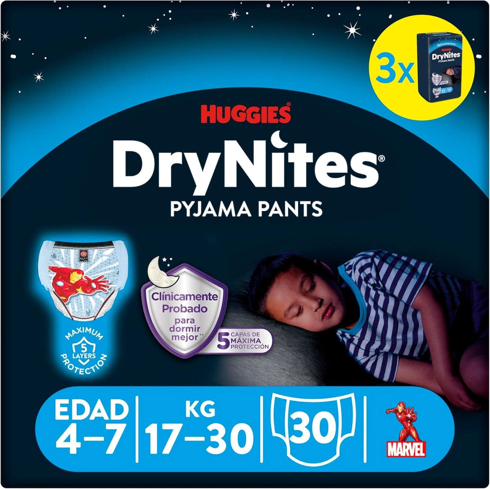Huggies Drynites Spiderman buksebleer, 4-7 år, 30 pr. pakke Mor og barn Naty Shop