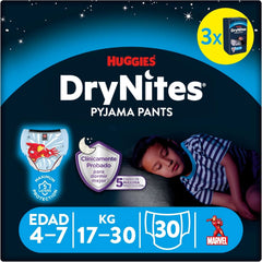 Huggies Drynites Spiderman buksebleer, 4-7 år, 30 pr. pakke Mor og barn Naty Shop