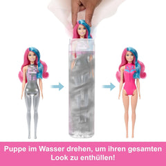 Barbie Color Reveal Fashion Doll og tilbehør med 6 overraskelser, Disco Star Series med metallisk glitter og farveskiftende top (stile kan variere), JCP01 Naty Shop Dolls