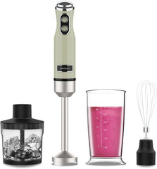 Cecotec Stabmixer Power Retrogreen 1200MAX Cream&Crush, Maximalleistung 1200 W, Crossblades-teknologi, 2 hastigheder, Zubehörset Spülmaschinenfest, Spritzschutzhaube Kitchen Naty Shop