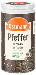 Ostmann Gewürze - Schwarze Pfefferflocken | Grober Pfeffer für intensiv-schwarfen Gesmack | Mit praktischem Streuaufsatz | 25 g i Der Streudose