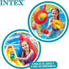 Intex Rainbow Ring Legecenter - Børnebassin over jorden - Børnebassin - 297 x 193 x 135 cm - Til 3+ år 57453NP Multicolor 297x193x135 cm