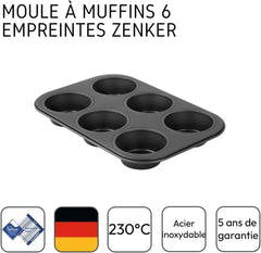 Zenker 6Er Muffinform Black Metallic, 275X190X30 Mm, Teflon Classic Antihaftbeschichtung, Hitzebeständig Bis 230°C, Leichte Reinigung, Ideal Für Köstliche Muffins Forme og bageplader Naty Shop