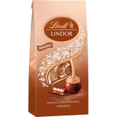 Lindt Chokolade | LINDOR Tiramisu Taske | 137g | 11 mælkechokoladekugler med smelte-i-mund-tiramisufyld | Gave af chokolade