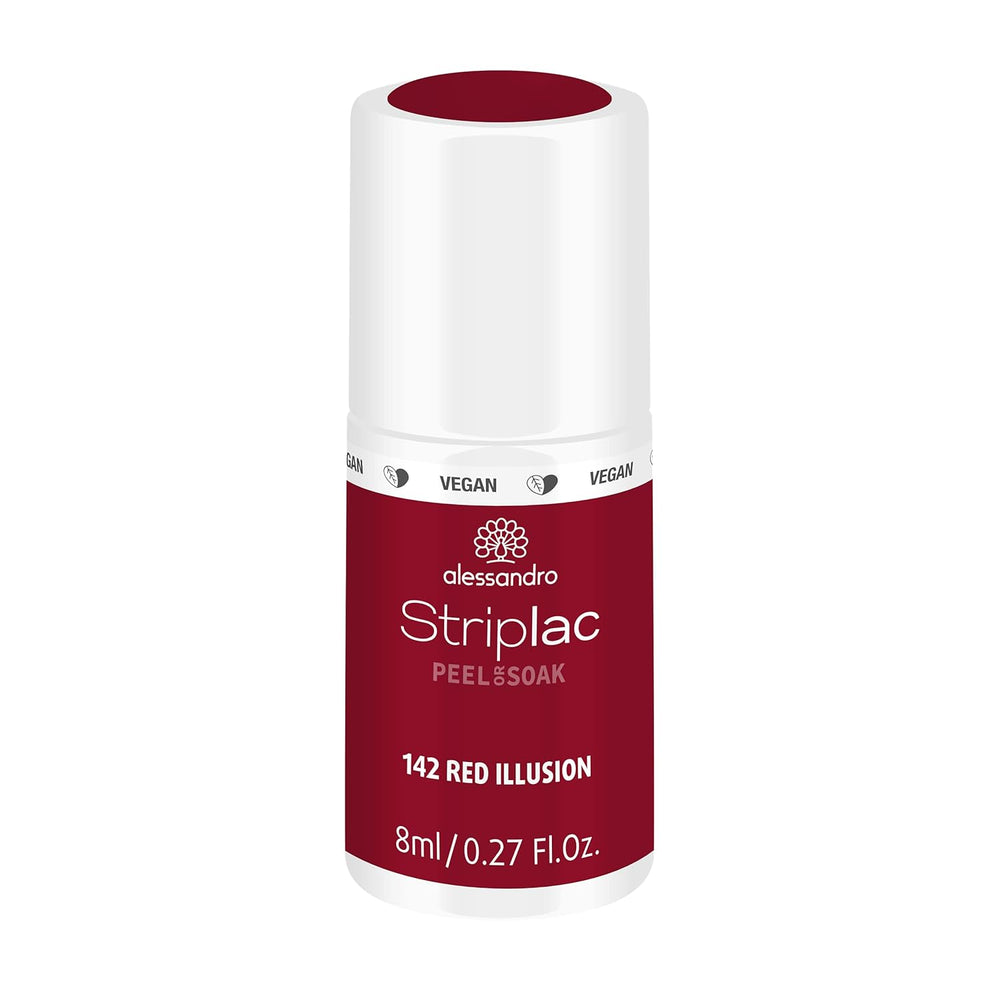 Alessandro Striplac Red Ilusion UV-neglelak – Delikat og langtidsholdbar – Nem fjernelse takket være peel-off fjernelsesteknologi – Vegansk og grusomhedsfri – 8 ml