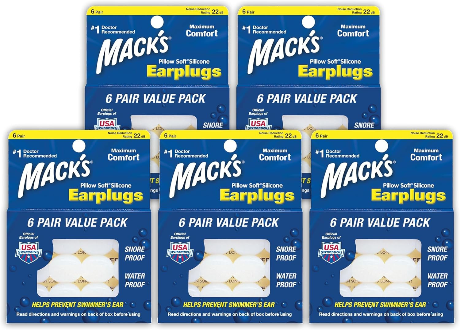 MACK'S Pillow Soft silicon dopuri de urechi, 6 perechi Perne ortopedice cervicale Naty Shop Alb 6 Stück (5Er Pack)