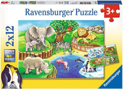 Ravensburger Puslespil for børn - 07602 Dyr i Zoo - Puslespil for børn fra 3 år, med 2X12 brikker Puslespil Naty Shop Standardtitel