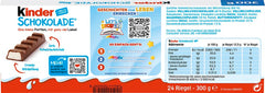 Kinder Chocolate - Fyldt mælkechokoladebarer - 1 pakke indeholdende 24 individuelle barer (24 x 12,5 g).