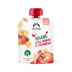 Mama Bear, piure organic diferite fructe, set 6 x 90 grame Mama si Copilul Naty Shop