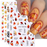 JMEOWIO Nagelsticker Herbst 9 Blatt Nail Art Sticker Selbstklebend Nagelaufkleber Kürbis Ahornblatt Erntedankfest Dekoration Nageldesign Zubehör