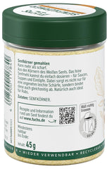 Fuchs Gewürze - Senfkörner gemahlen - für die Zubereitung von Rubs, zum Verfeinern von Suppen og Saucen - naturlige ingredienser - 45 g i wiederverwendbarer, genbrugsbarer Dosis
