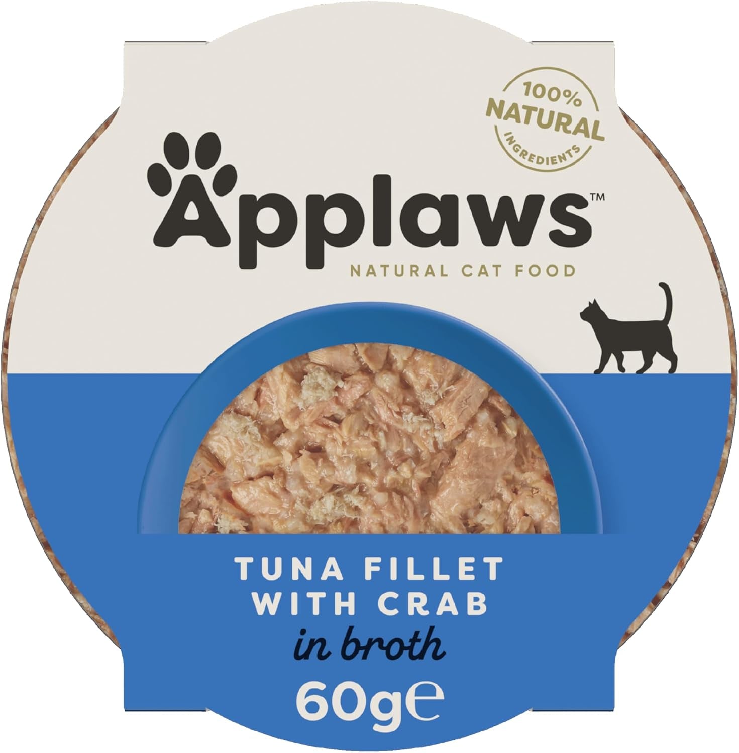 Applaws 100% hrană umedă naturală pentru pisici, file de ton cu creveți în oală cu bulion, 60G (10 X 60G)