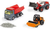 siku 6329, Geschenkset Straßenbau, Muldenkipper, Liebherr Radlader, Straßenwalze, Bewegliche Teile, Inkl. Granulat