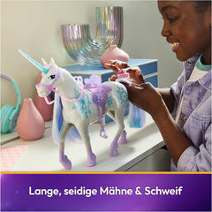 Unicorn Academy Einhorn Glacier - 28 cm groß, Original-Einhorn von Layla zur Netflix-Serie, mit echter Mähne und Schweif, abnehmbarem Zaumzeug und Sattel sowie Bürste, für Kinder ab 4 Jahren