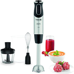 Krups Perfect Mix Stand Mixer HZ6568 | Blender | 1000 Watt | Edelstahlfuß | 4 Extra Scharfe Messer | Powelix-teknologi | Schneebesen | 500 Ml Zerkleiner | 800 Ml Messbecher | Schwarz/Silber Kitchen Naty Shop