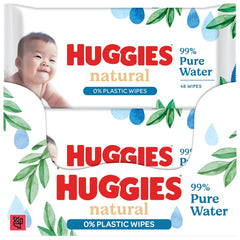 Huggies naturligt biologisk nedbrydelige vådservietter til følsomme babyer, 8 x 48 servietter, bulkpakke