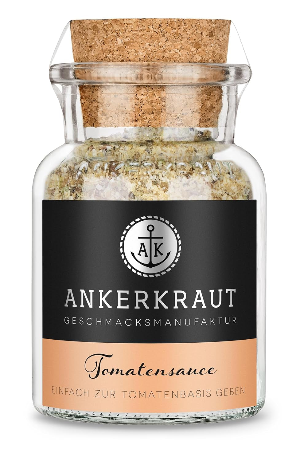 Ankerkraut Tomatensauce, til Pasta, Spaghetti, Tortellini og Klassiker aus Italien, Lecker zu Hause cochen, Mischung würzender Ingrediens für Tomatenmark, 100 g i korkglas