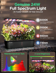 LPH-Air Hydroponic Grow Systems Kits WiFi Styret af App 24W Smart Indoor Garden Grow Light Full Spectrum 10 Kapsler Plantekasse Indendørs Havearbejde Gavesæt