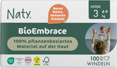 Naty BioEmbrace babybleer, størrelse 3 (4–9 kg) | 100% plantebaserede materialer, skånsomme mod huden | Åndbar blødhed, dermatologisk testet, fremragende absorption | 100 stk.