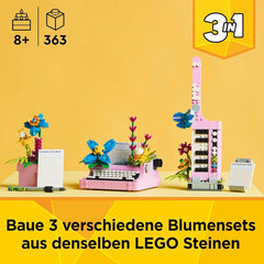 LEGO Creator 3In1 skrivemaskine med blomster - ombyggeligt legetøj til en Keytar-model eller til en urtepotte med notesbog og kuglepen - byggesæt - gave til piger og drenge fra 8 år 31169 Byggesæt Besuche den LEGO-Store