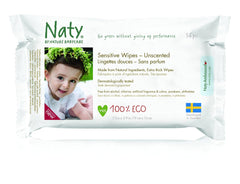 Eco by Naty Baby Care, økologiske vådservietter til babyer, uparfumeret, 56 bleer