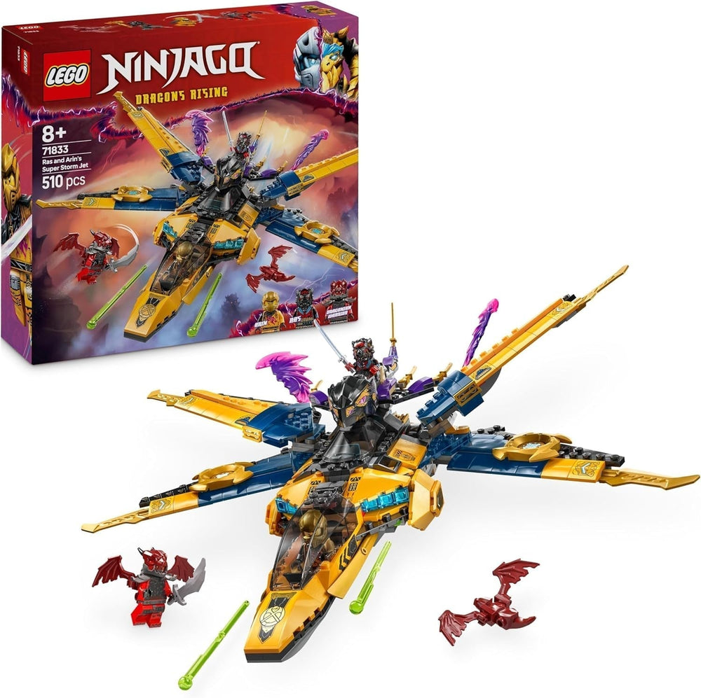 Ras og Arins LEGO NINJAGO Super Storm Flyer - Legetøj med drone, skydere, klinger og motorer - Inkl. 3 Ninja-rollespilsminifigurer - Byggesæt til drenge og piger fra 8 år og opefter 71833 Byggesæt Besuche den LEGO-Store Standardtitel