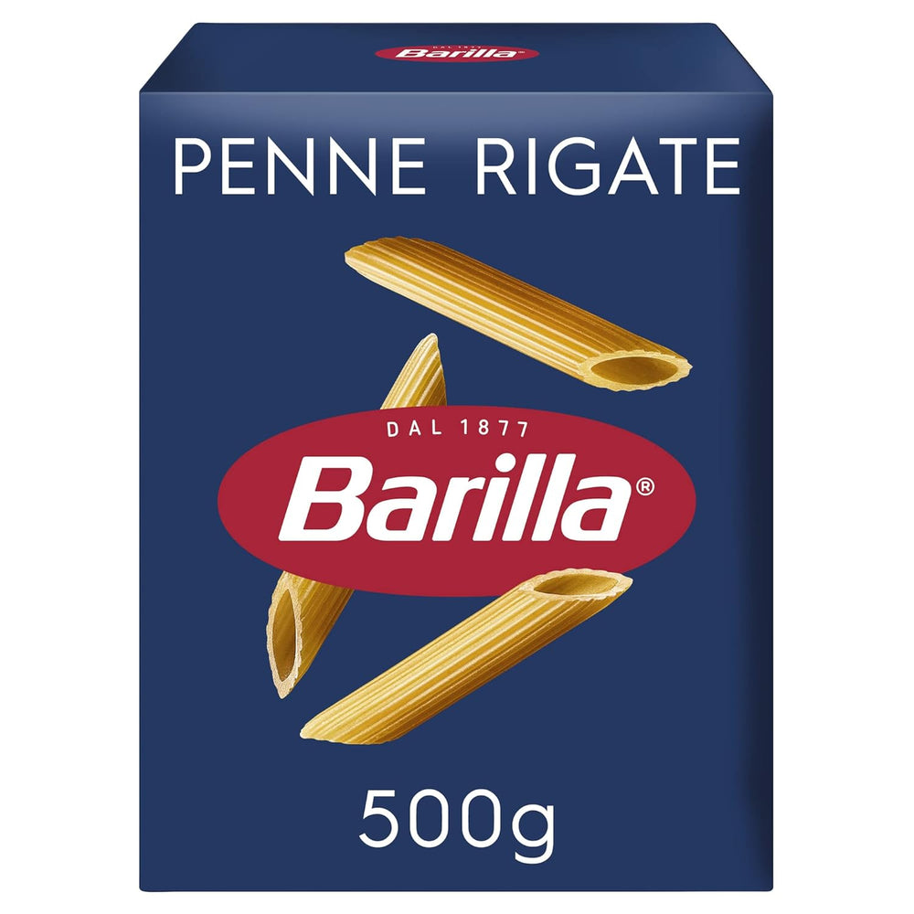 Pasta Barilla Classic Penne Rigate Nr. 73 fra højkvalitets hård hvede, altid al dente (1 x 500 g)