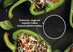 Woll Nowo Titanium Guss-Kasserole Viereckig - Induktiv -, 28 X 28 Cm, 10 Cm Hoch, 6,0 Liter, Mit 2 Seitengriffen - Geeignet Für Alle Herdarten, Aluminium, Backofenfest, Schwarz Forme og bakker til bagning Naty Shop