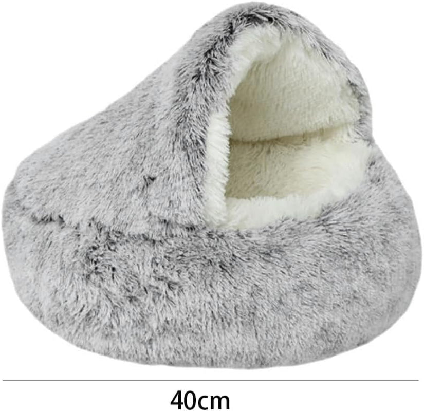 Pat pentru pisoi, peșteră pentru pisici mici, sac de dormit pentru animale de companie, pat moale, din pluș, cald, de iarnă, peșteră pentru pisici, peșteră pentru pisici, 50 x 50 cm pentru pisici și câini mici (gri)