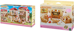 5716 Casă de oraș cu mansardă - Casă de păpuși și L5339 Living tip casă de țară - Mobilier pentru casă de păpuși, 30 x 50 cm, 1 bucată (1 pachet), fabricată din plastic